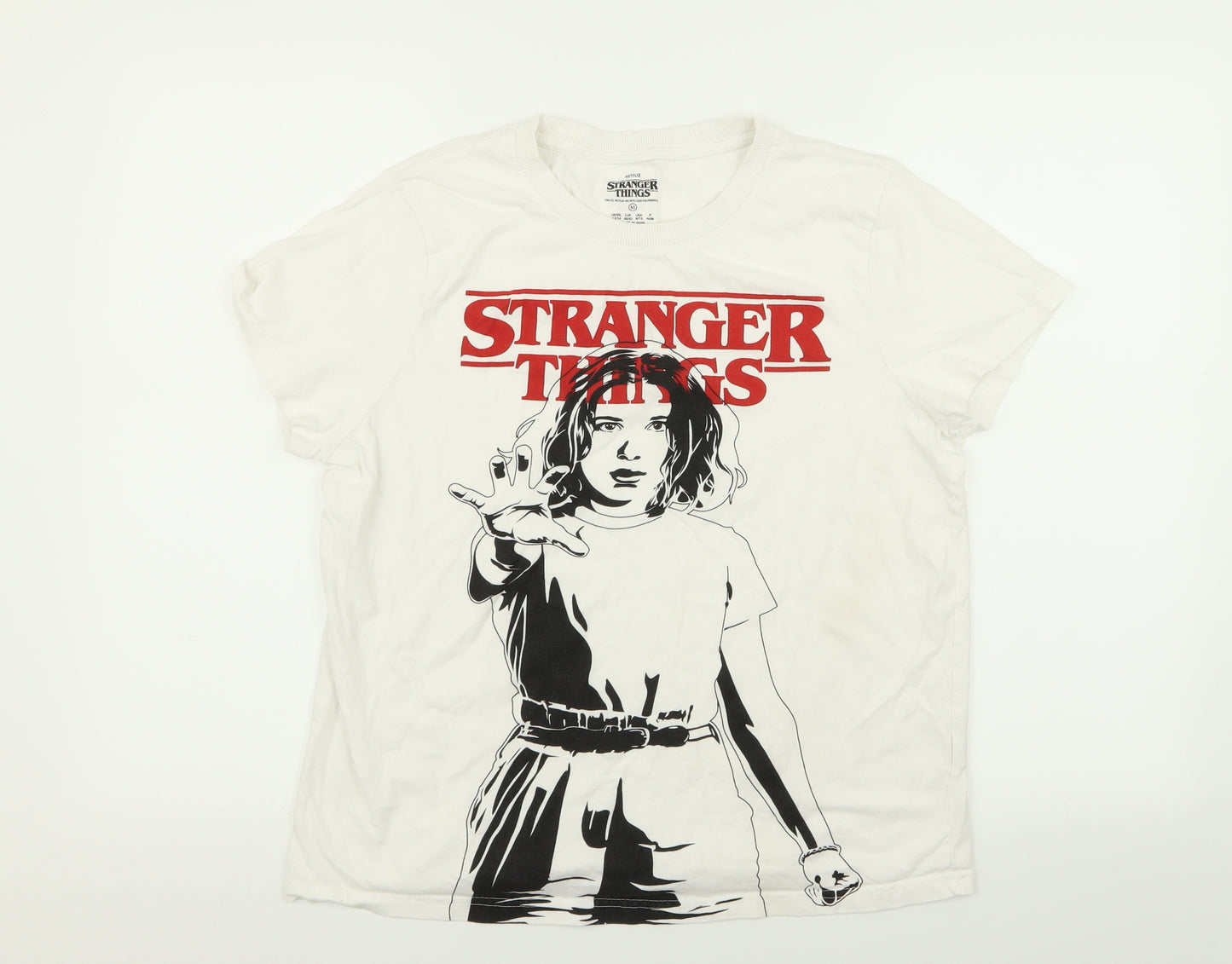 Primark Womens White   Basic T-Shirt Size 12  - stranger things