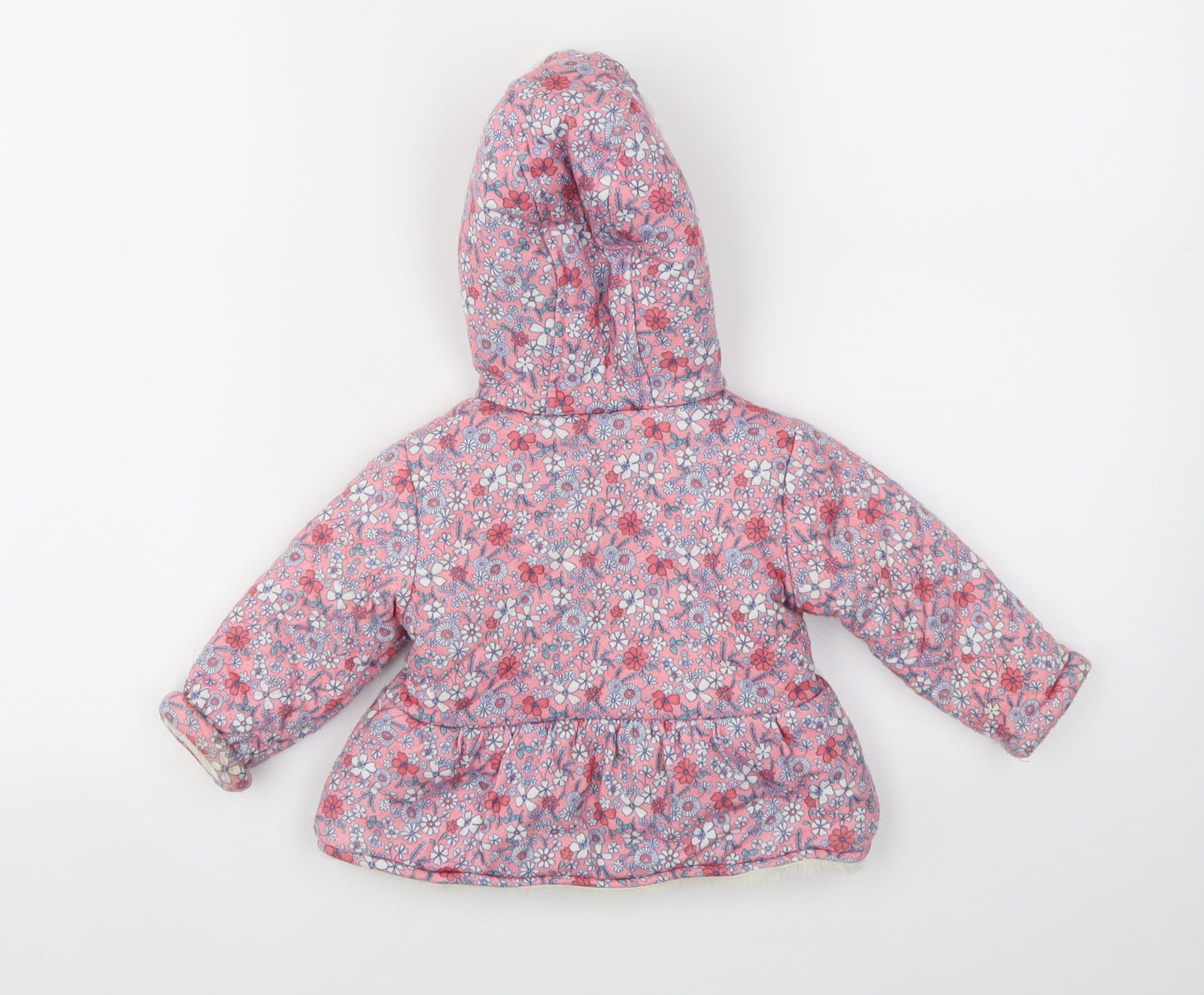 F&F Girls Pink Floral  Basic Coat Coat Size 6-9 Months