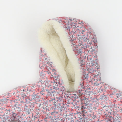F&F Girls Pink Floral  Basic Coat Coat Size 6-9 Months