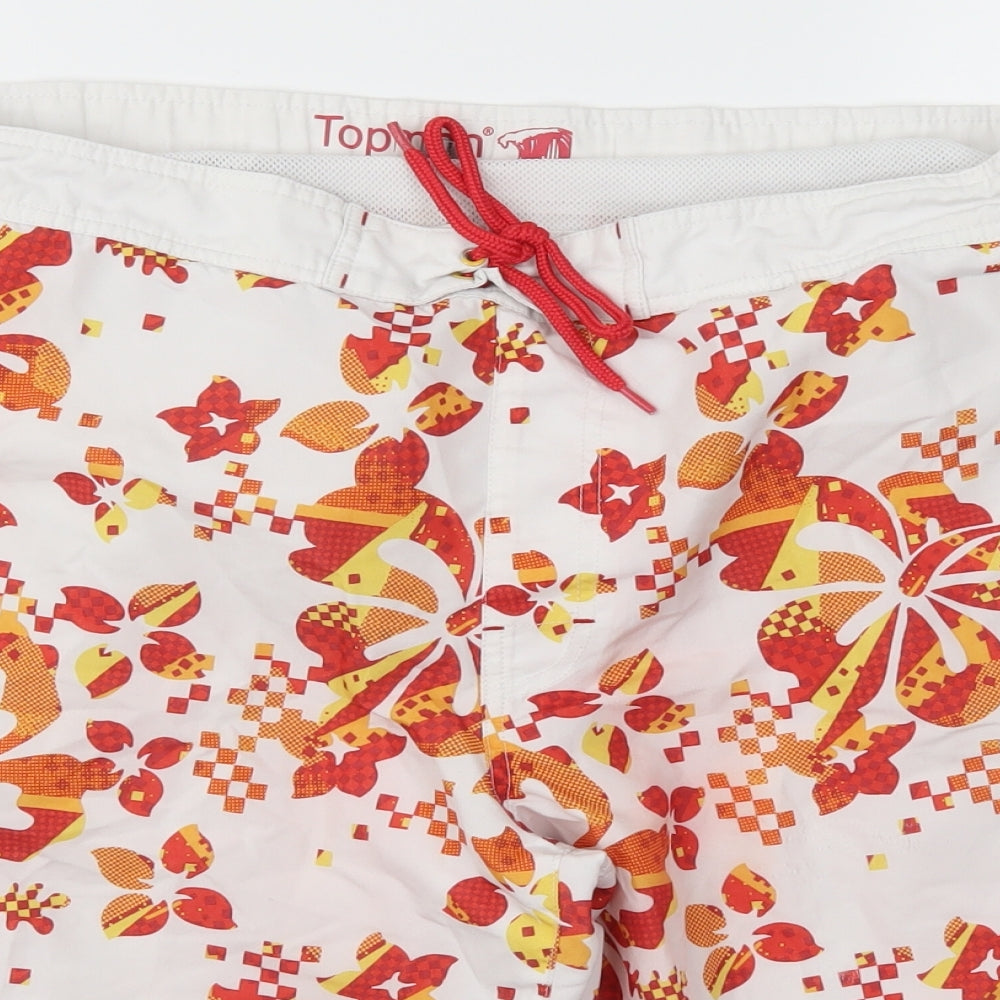 Topman Mens Red Floral  Sweat Shorts Size M - Stretch waistband