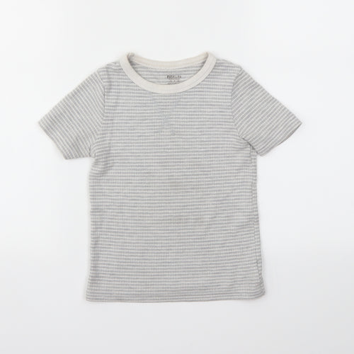 F&F Boys Grey Striped  Basic T-Shirt Size 5-6 Years