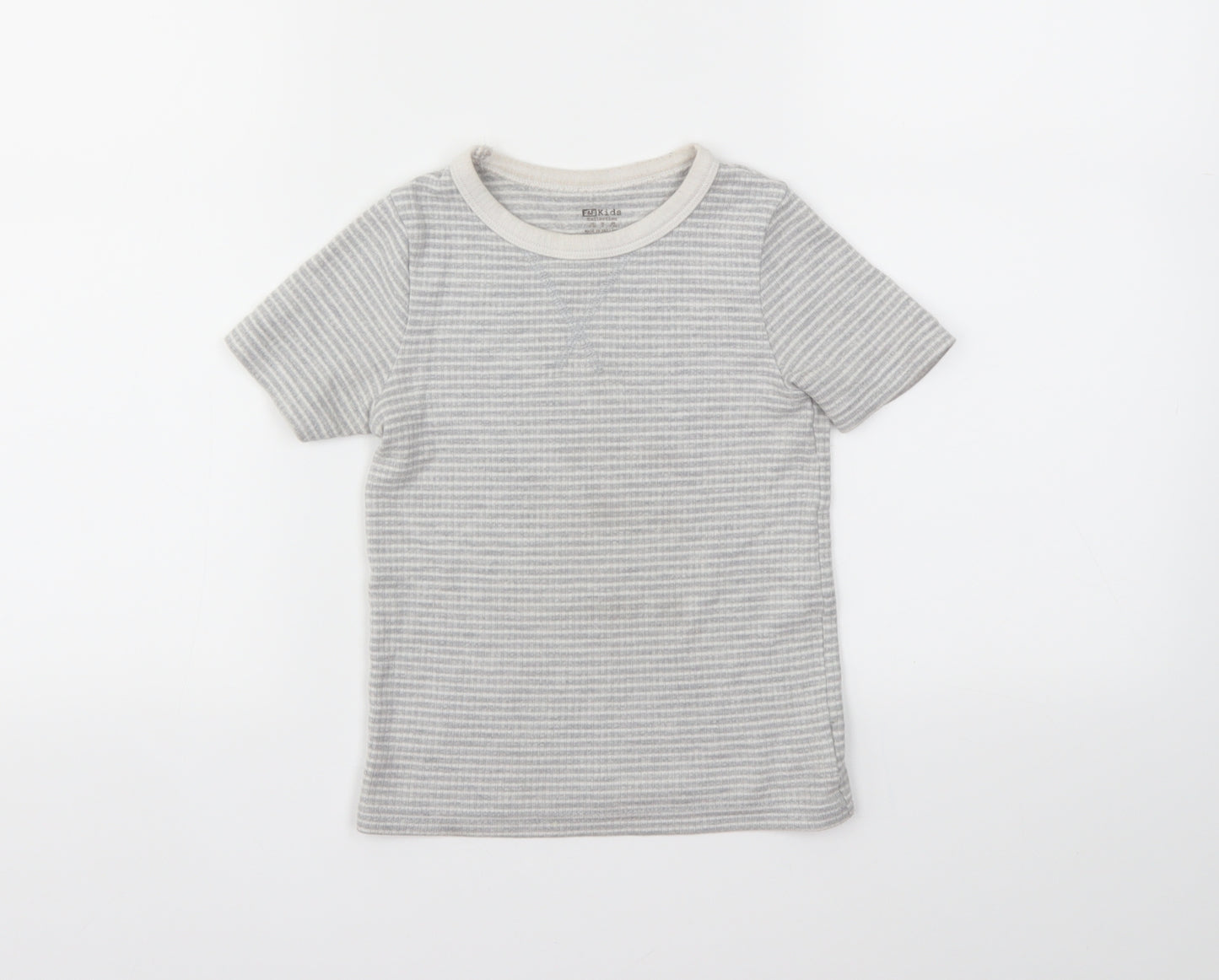 F&F Boys Grey Striped  Basic T-Shirt Size 5-6 Years