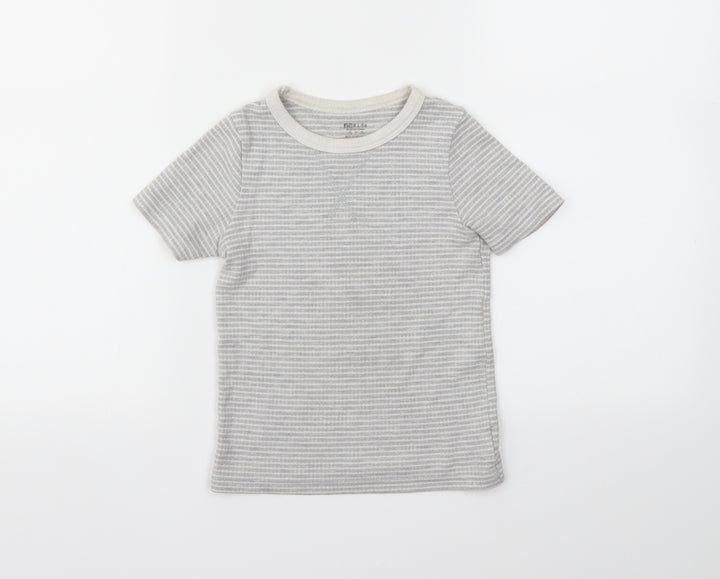 F&F Boys Grey Striped  Basic T-Shirt Size 5-6 Years