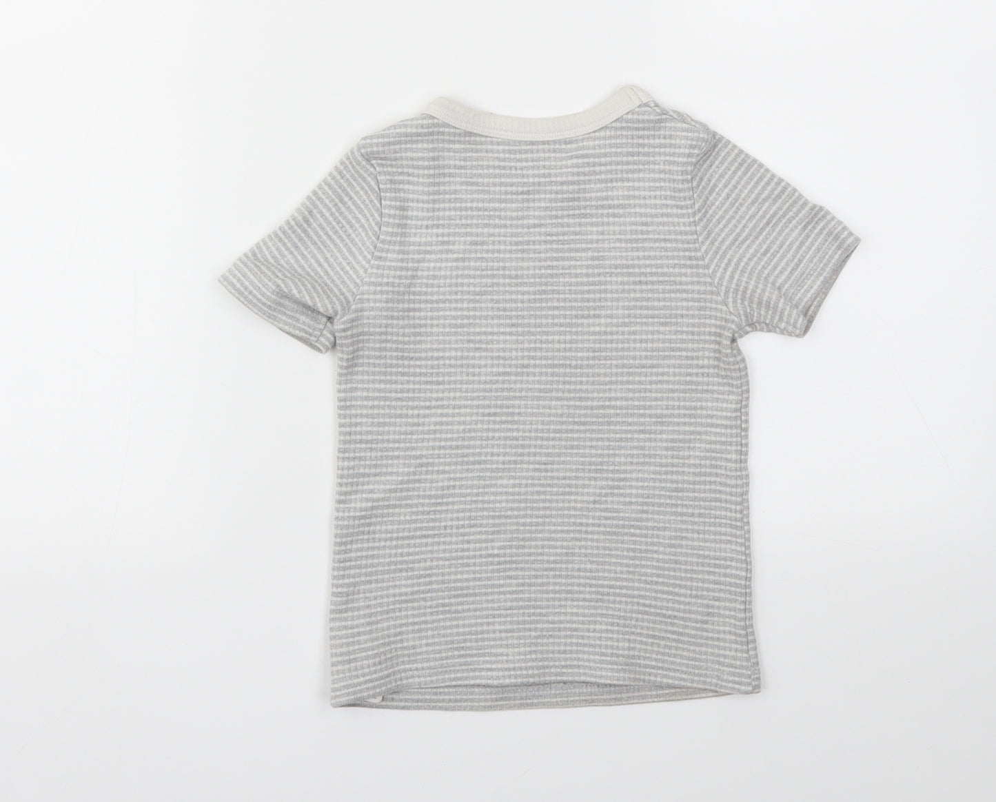 F&F Boys Grey Striped  Basic T-Shirt Size 5-6 Years