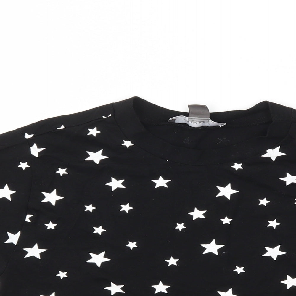 Primark Girls Black Argyle/Diamond  Basic T-Shirt Size 2XS