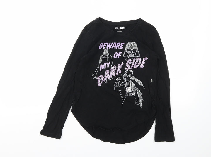 Gap Girls Black Animal Print Basic T-Shirt Size M