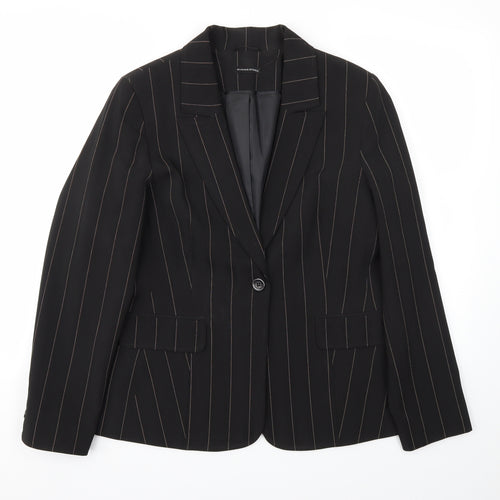 St Bernard Womens Black Striped  Jacket Blazer Size 16