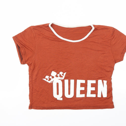 Queen Womens Brown   Basic T-Shirt Size M