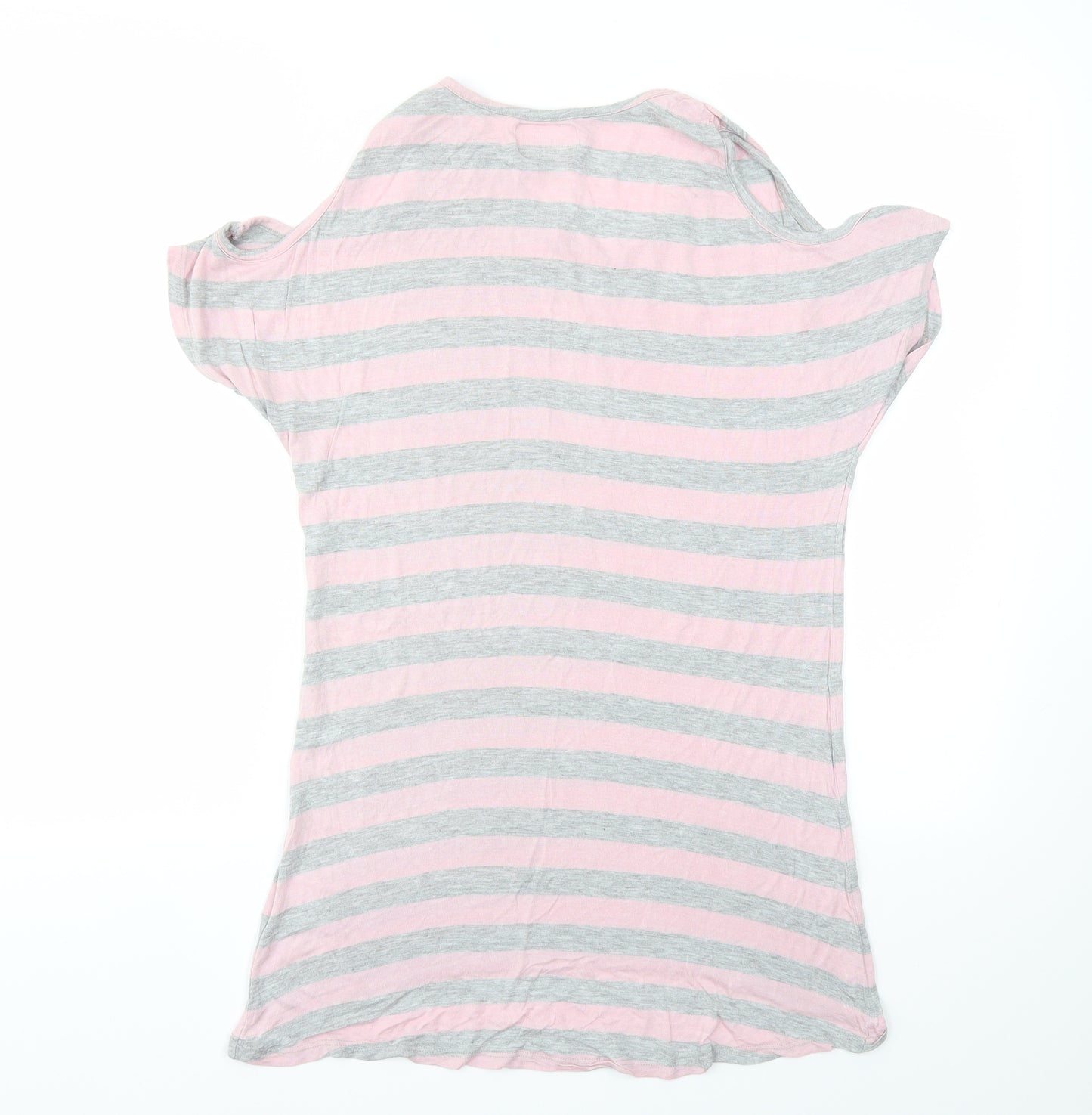 Miss Flori Womens Pink Striped  Basic T-Shirt Size 12