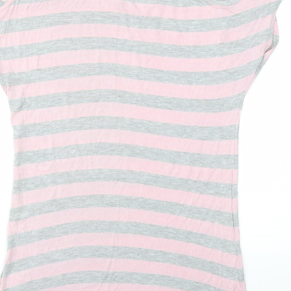Miss Flori Womens Pink Striped  Basic T-Shirt Size 12