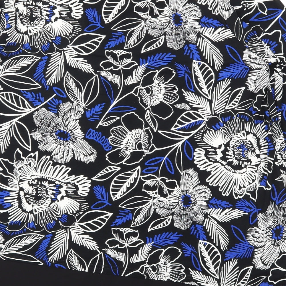Papaya Womens Black Floral  Basic T-Shirt Size 16
