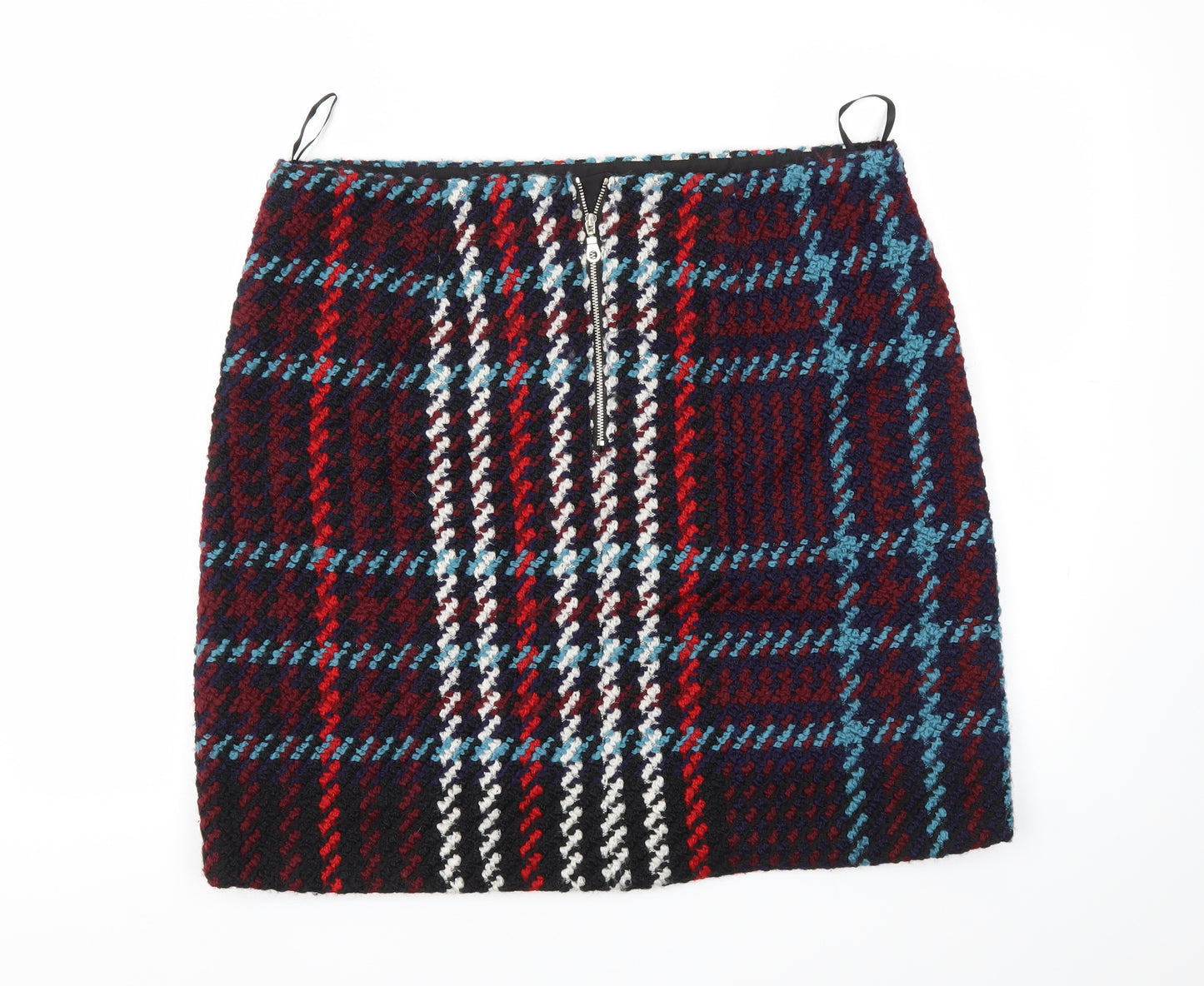M&S Womens Red Check  A-Line Skirt Size 18