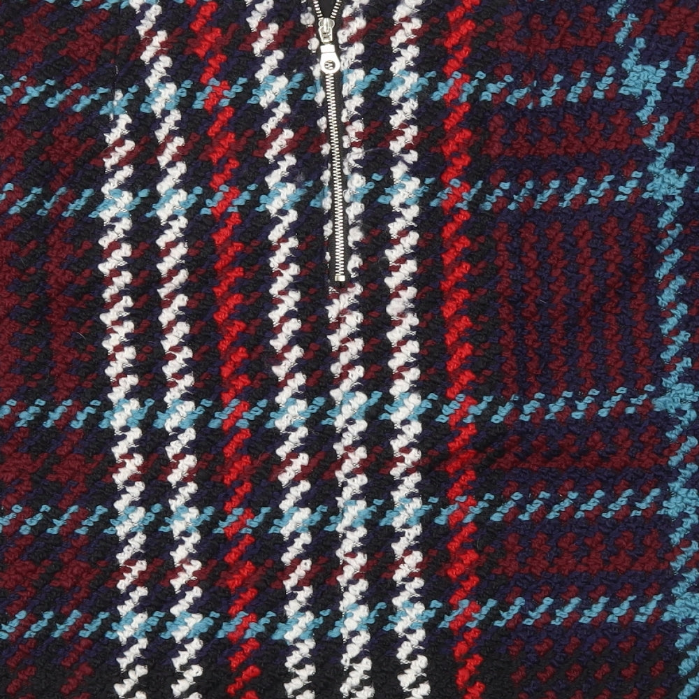 M&S Womens Red Check  A-Line Skirt Size 18