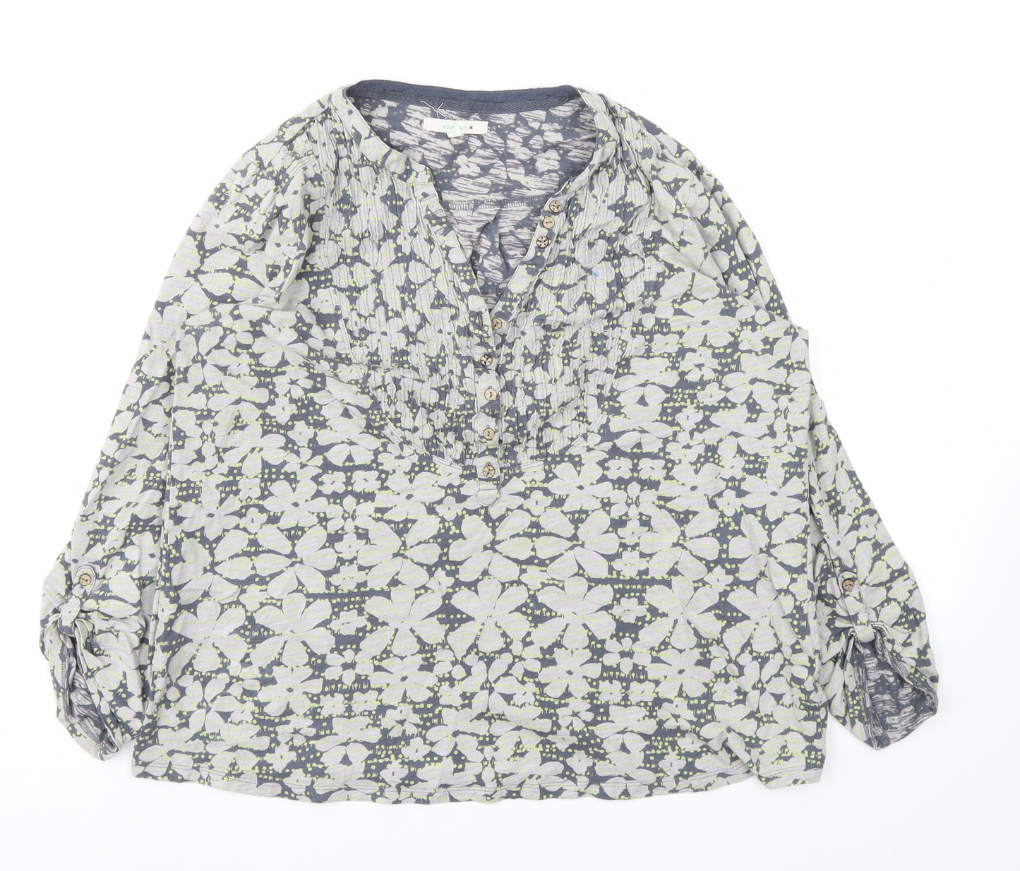 White Stuff Womens Grey Floral  Basic T-Shirt Size 16
