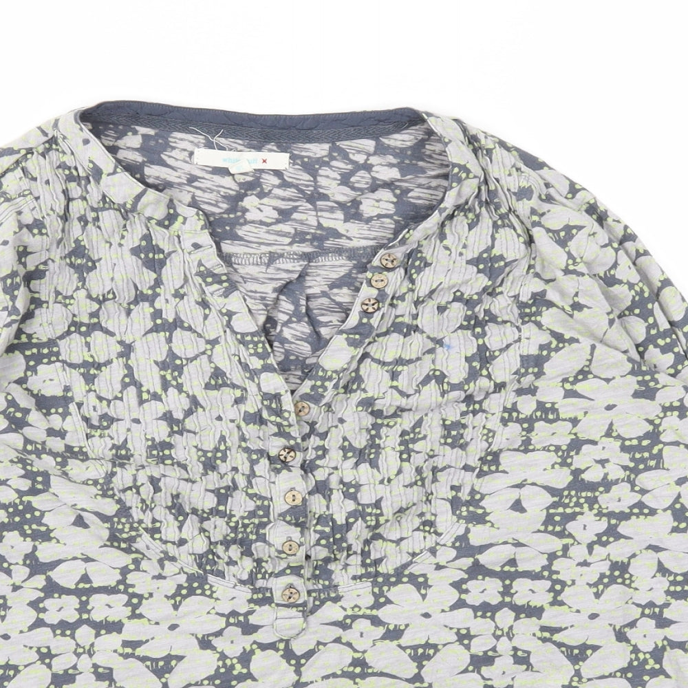 White Stuff Womens Grey Floral  Basic T-Shirt Size 16