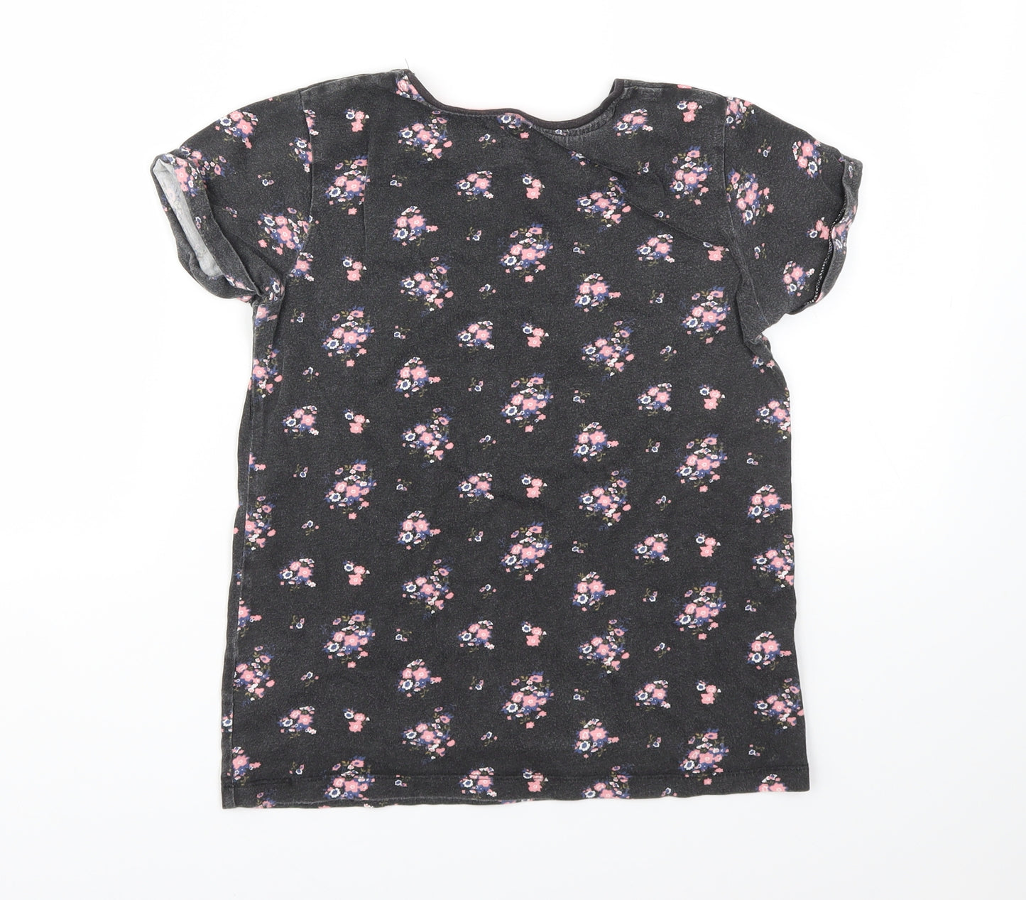 YD Girls Grey Floral  Basic T-Shirt Size 11-12 Years