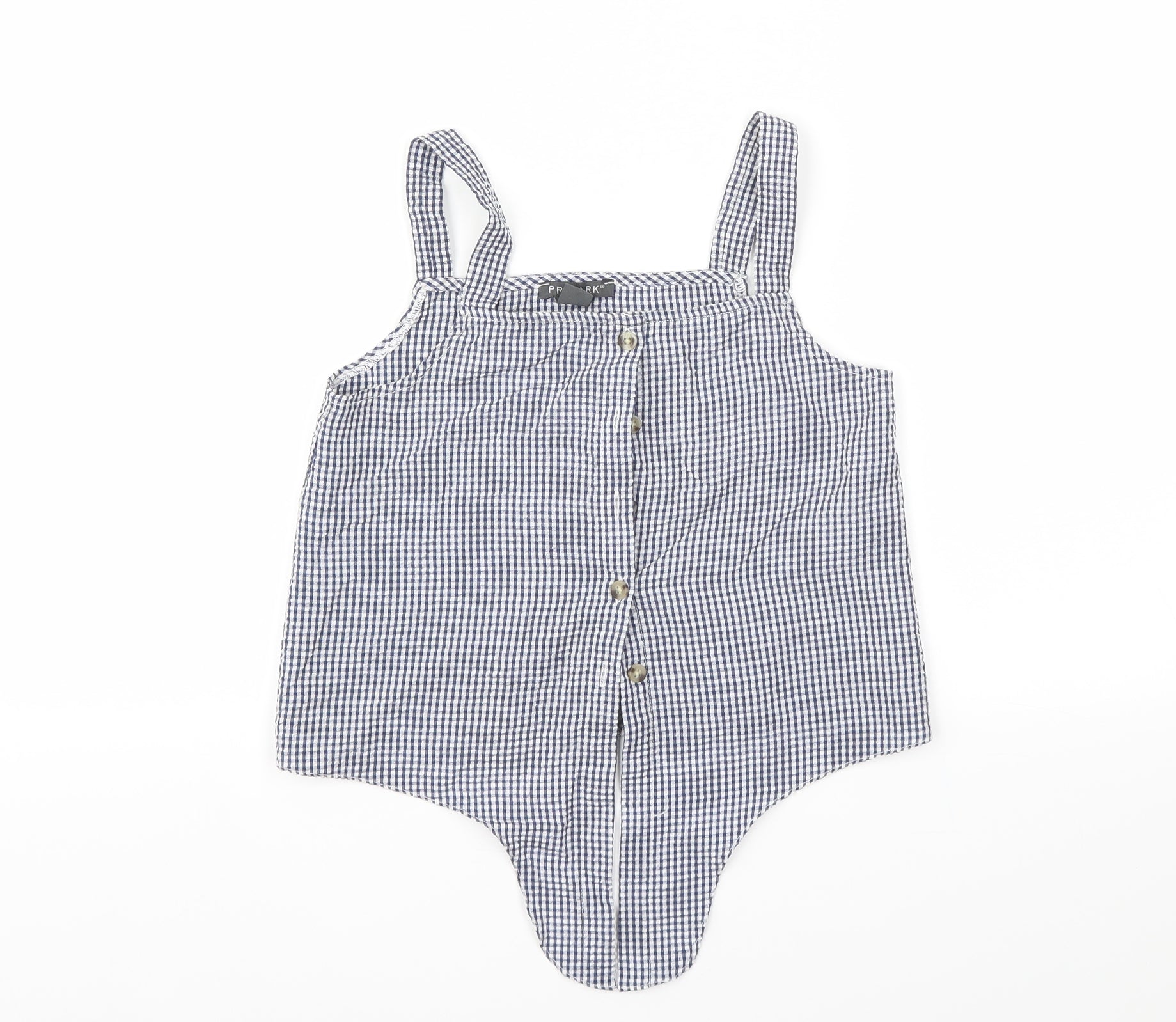 Primark Girls Blue Check Basic T-Shirt Size 9-10 Years β Preworn