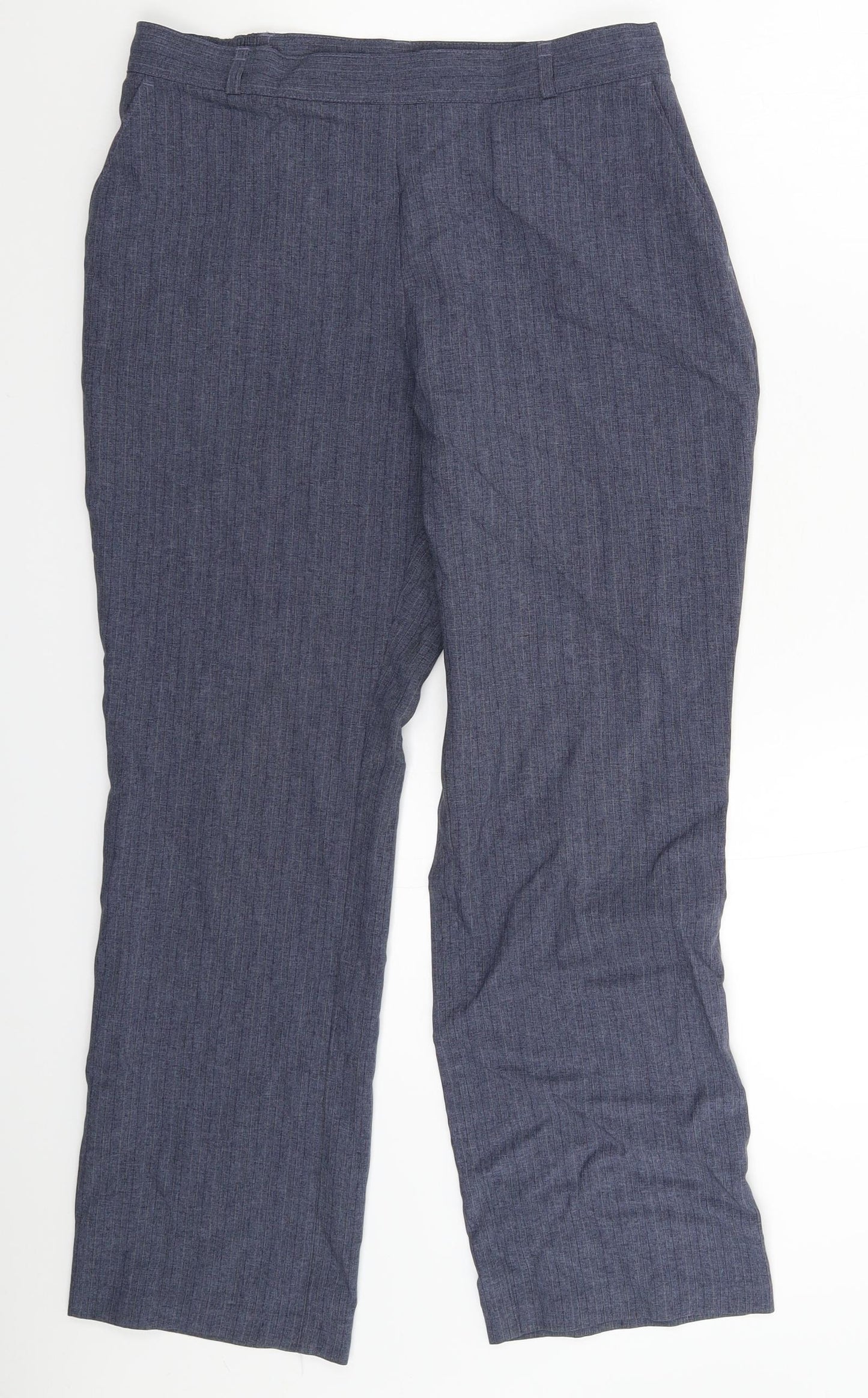Marks and Spencer Womens Blue Striped  Dress Pants Trousers Size 12 L29 in
