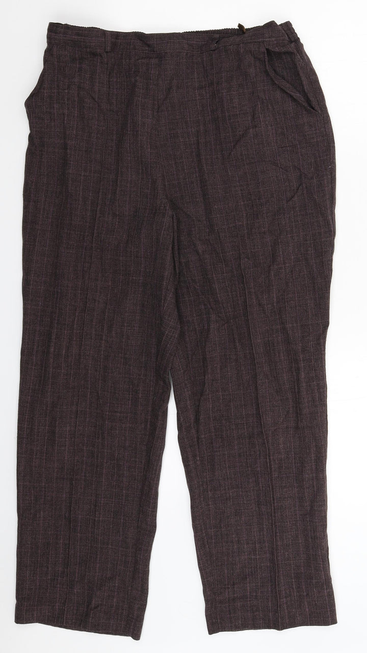 BM Womens Grey Check Trousers Size 16 L29 in