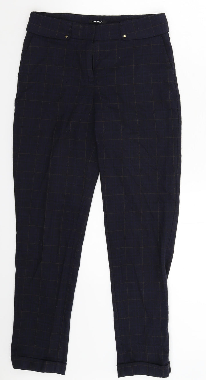 ORSAY Womens Blue Check Trousers Size 28 in L28 in