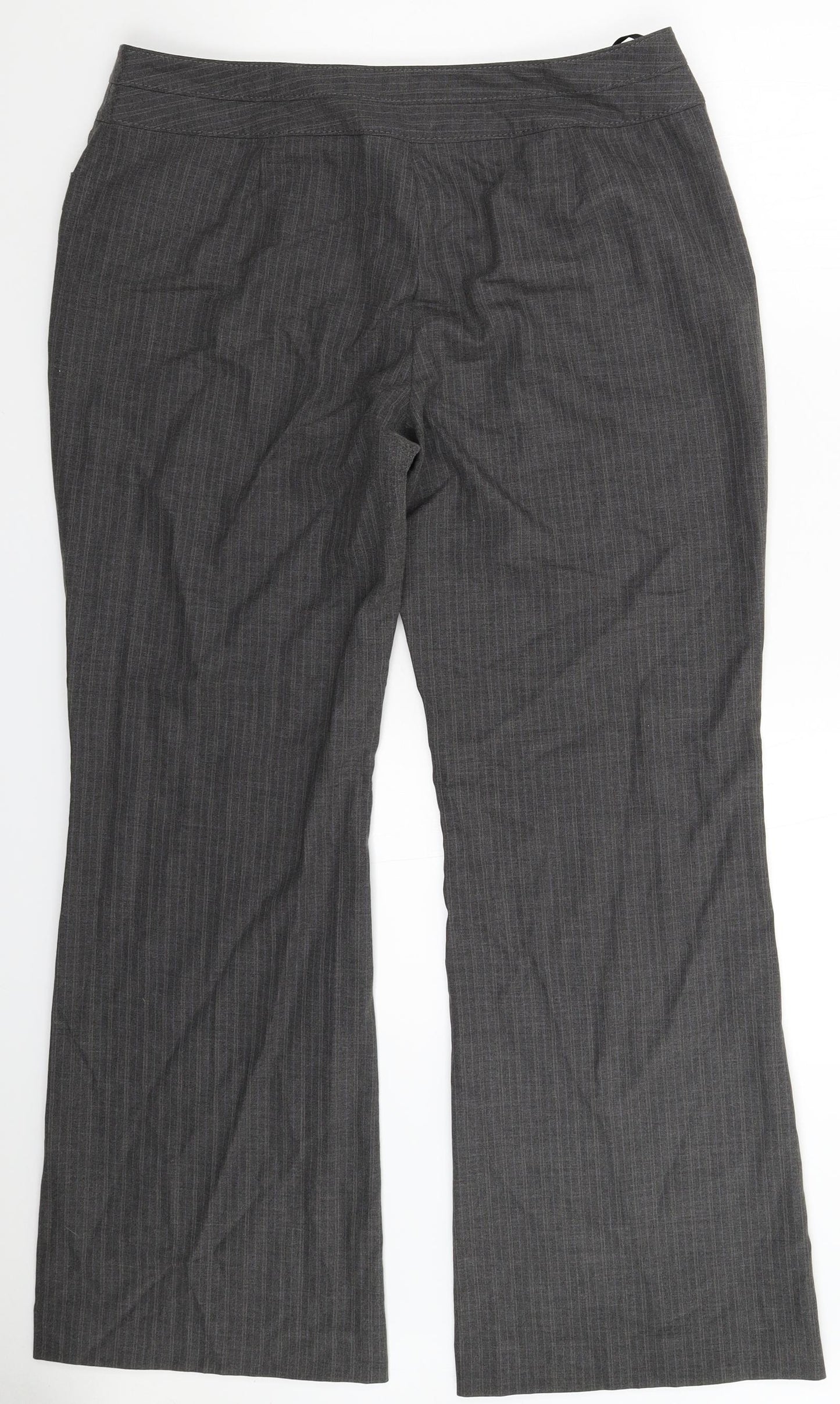 F&F Womens Grey Striped  Dress Pants Trousers Size 16 L31 in