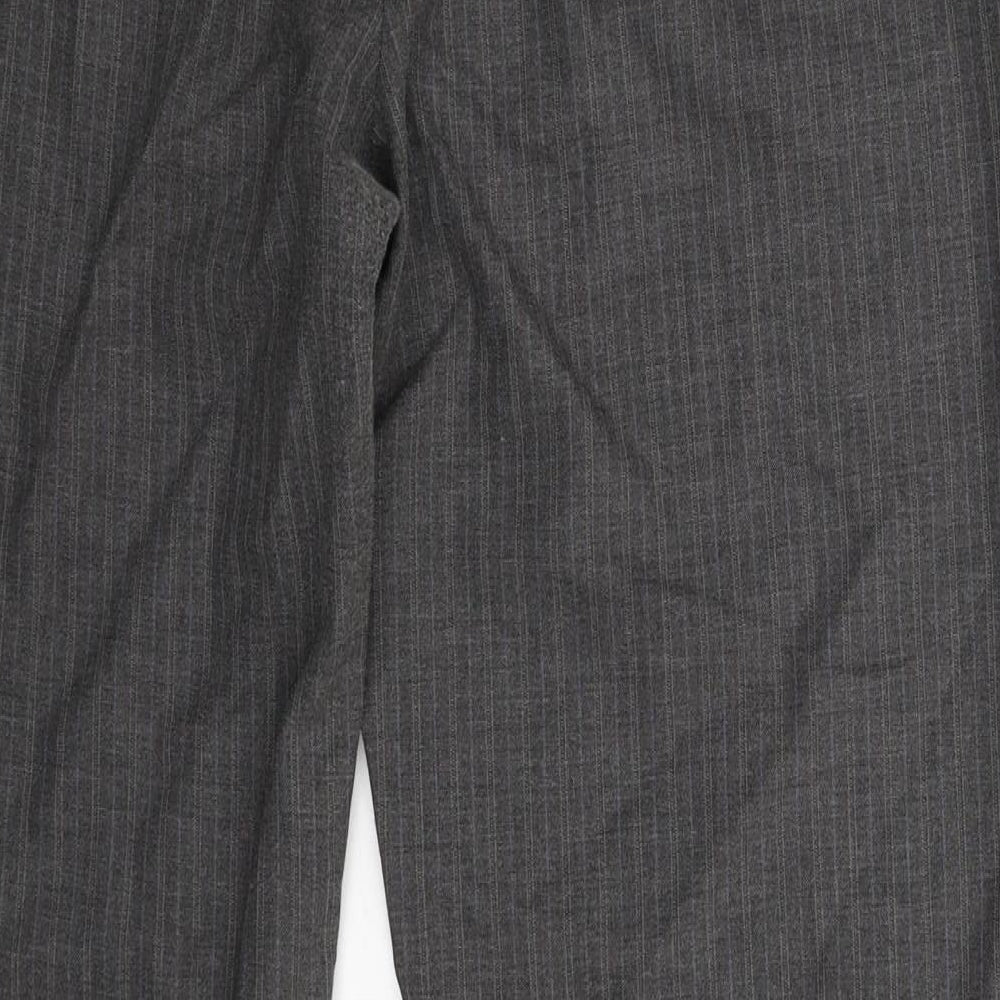 F&F Womens Grey Striped  Dress Pants Trousers Size 16 L31 in