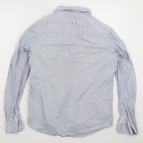 Numero Uno Womens Blue Striped  Basic Button-Up Size L