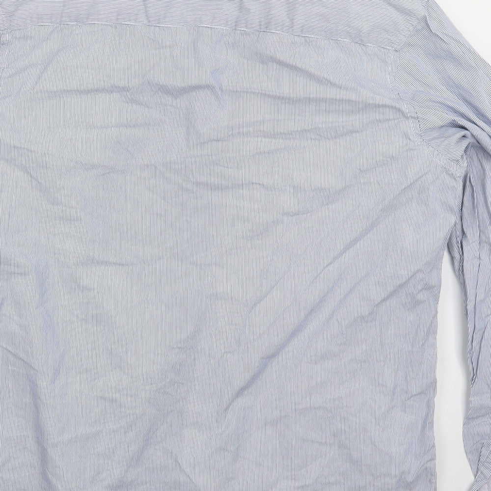 Numero Uno Womens Blue Striped  Basic Button-Up Size L