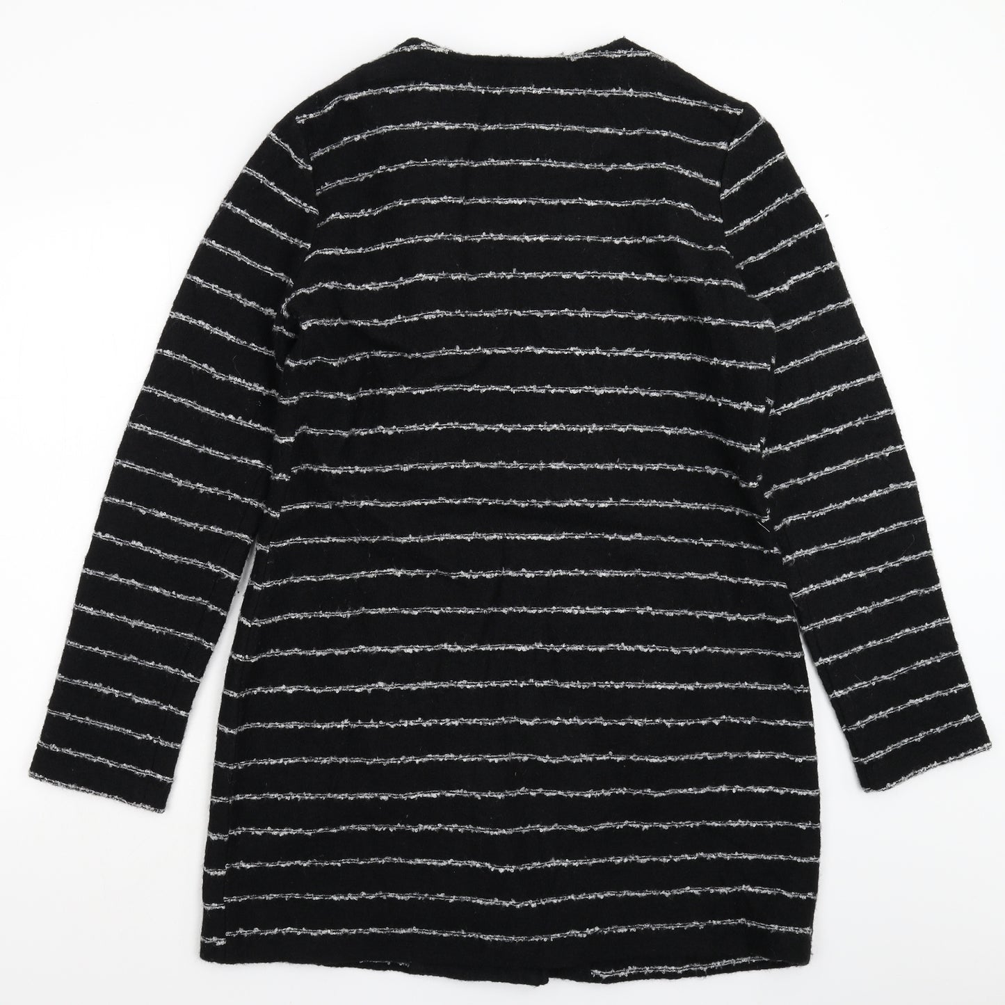 Paraphrase Womens Black Striped Knit Jacket Coatigan Size 16
