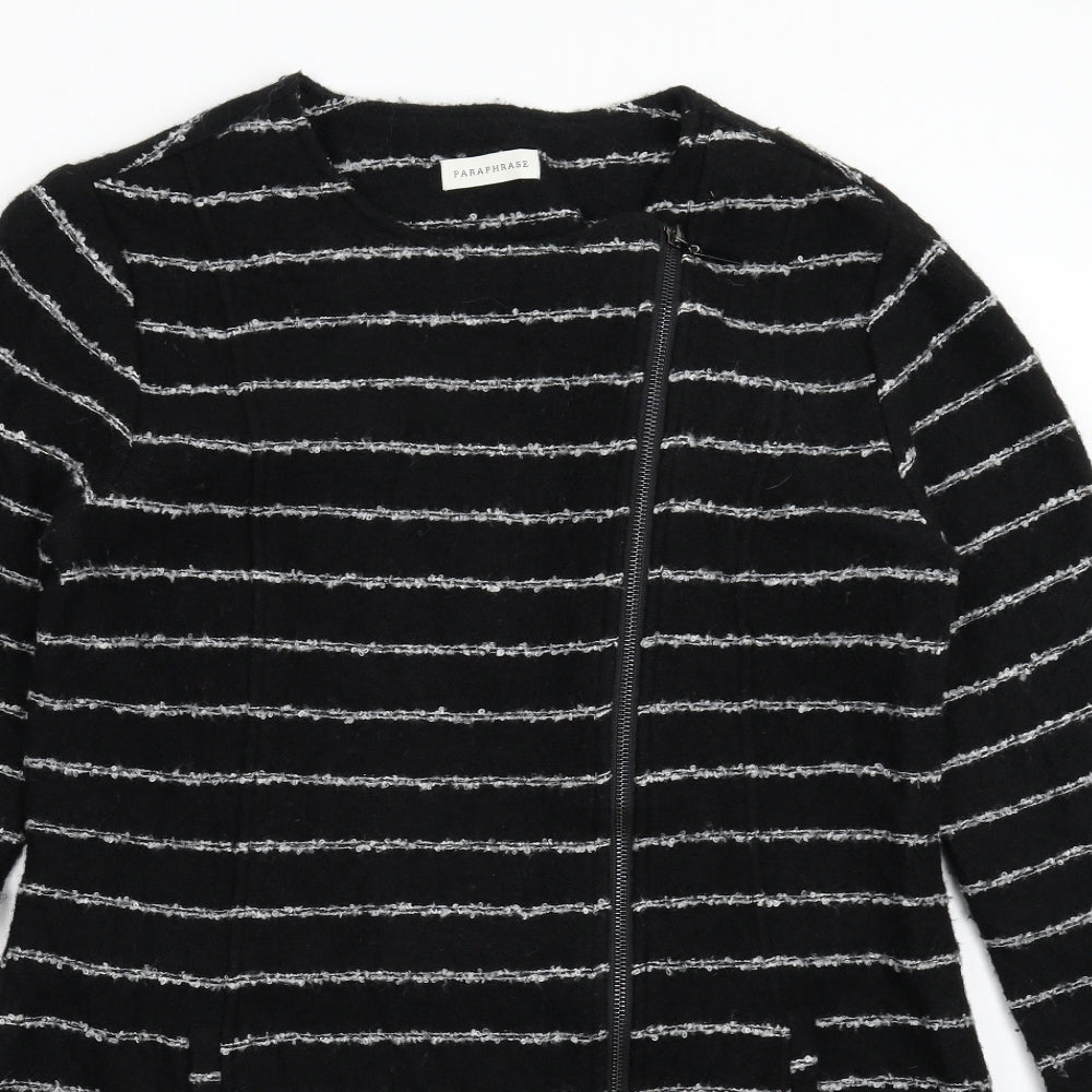 Paraphrase Womens Black Striped Knit Jacket Coatigan Size 16