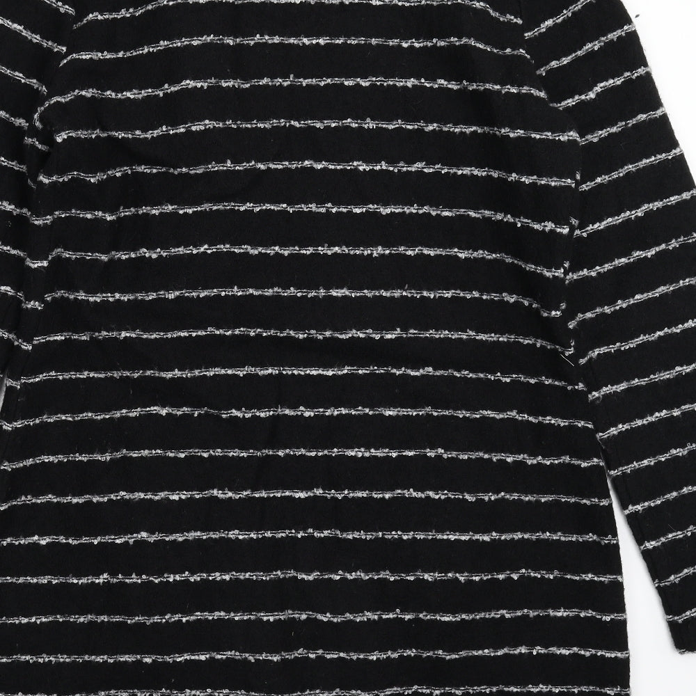 Paraphrase Womens Black Striped Knit Jacket Coatigan Size 16