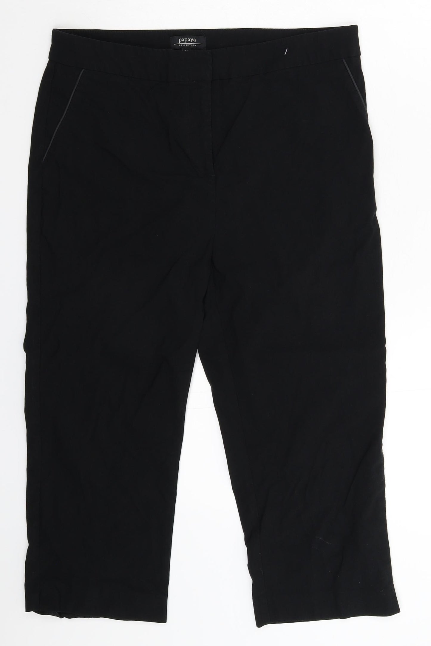 Papaya Womens Black   Cropped Trousers Size 14 L20 in