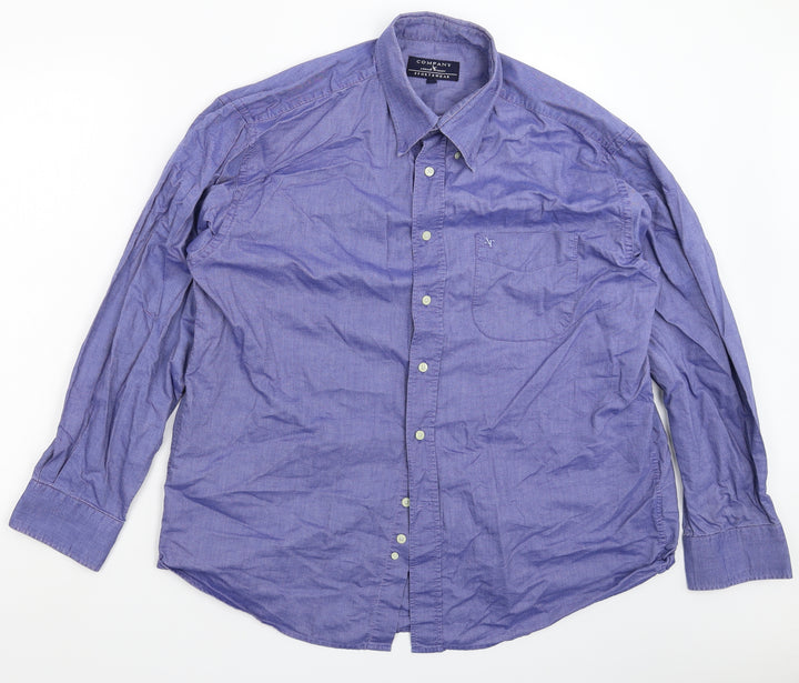 Armand Thiery Mens Blue Button-Up Size L