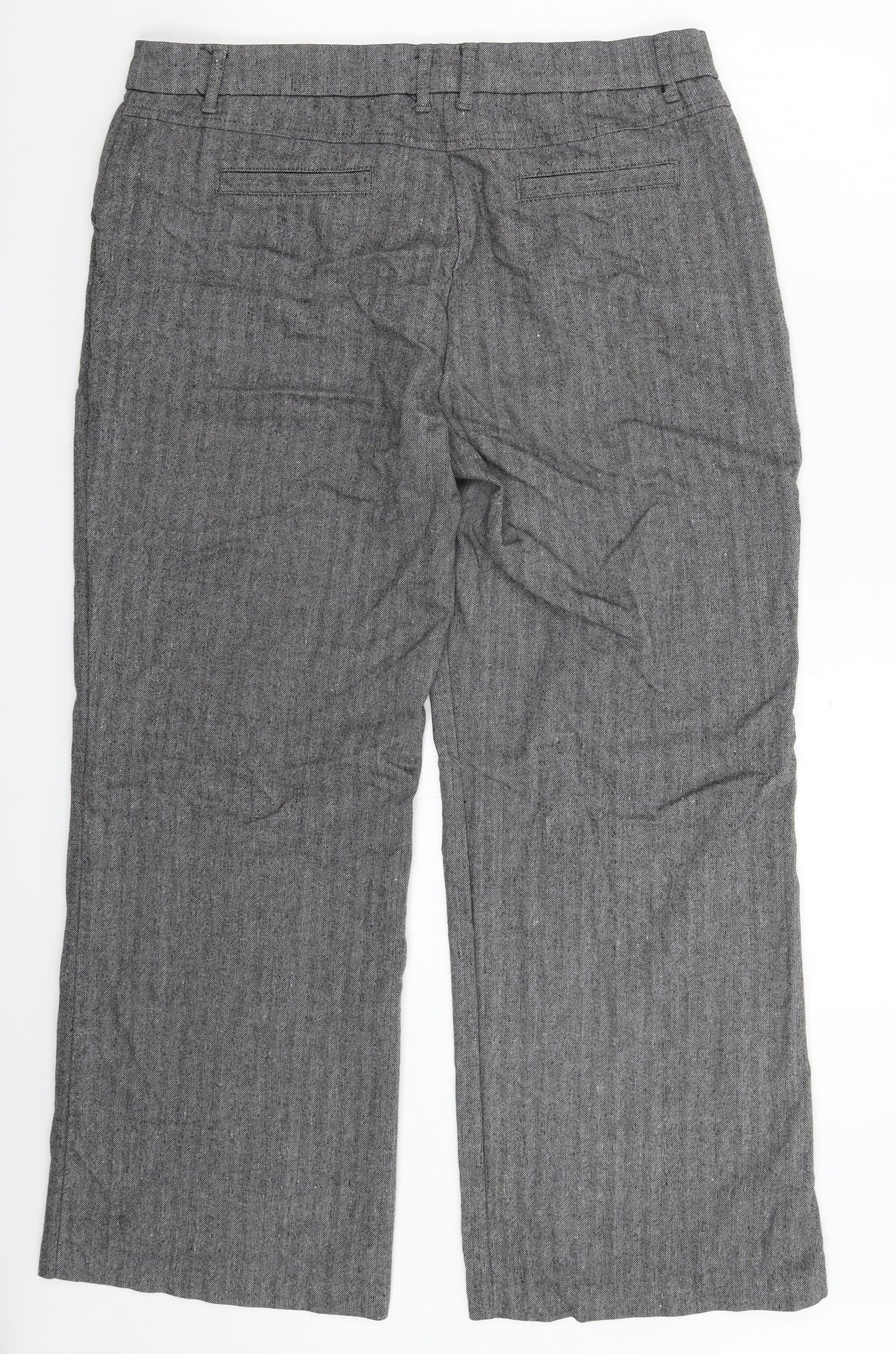 Per Una Womens Grey Herringbone  Trousers  Size 16 L29 in