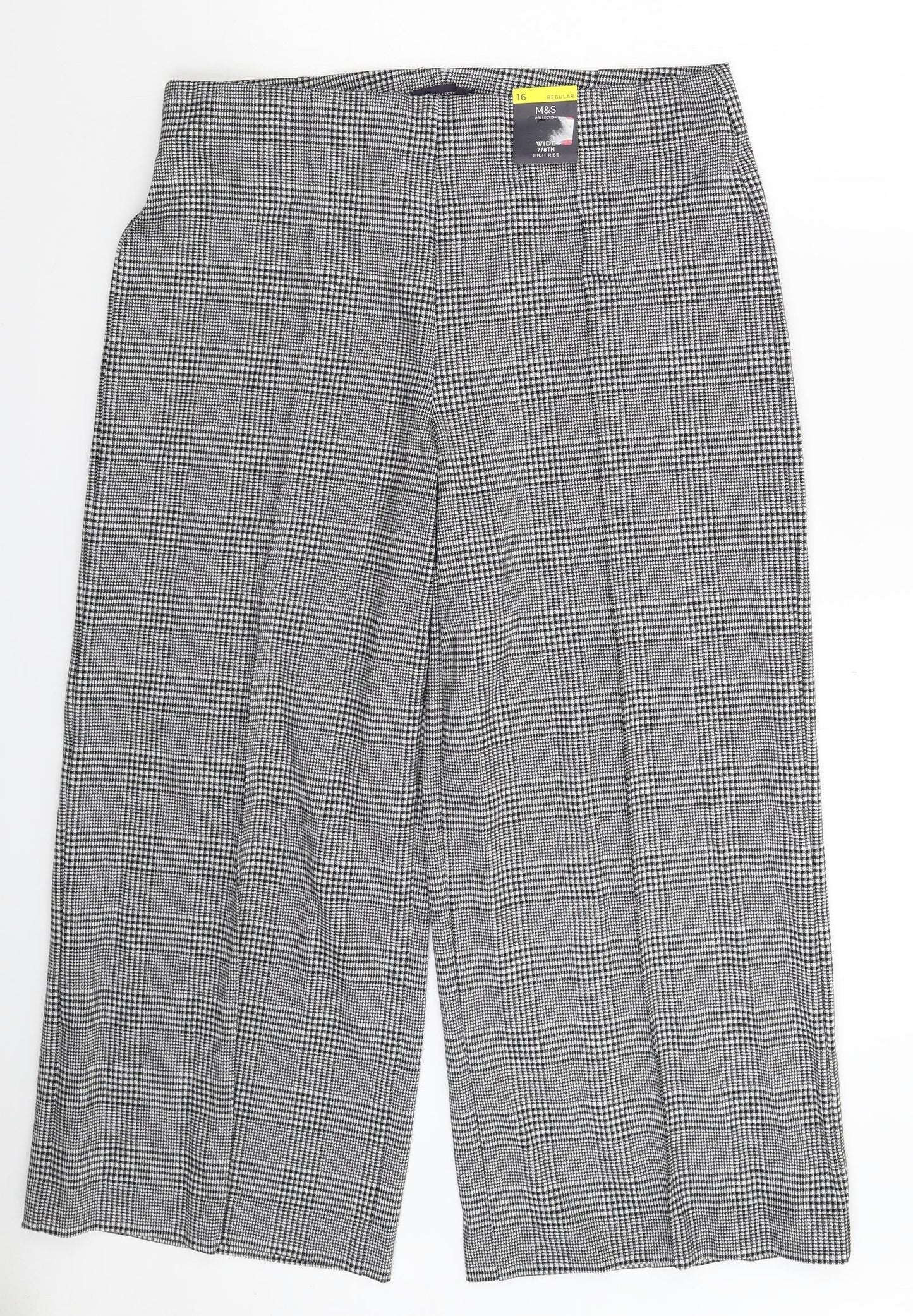 Marks and Spencer Womens Multicoloured Houndstooth  Trousers  Size 16 L27 in