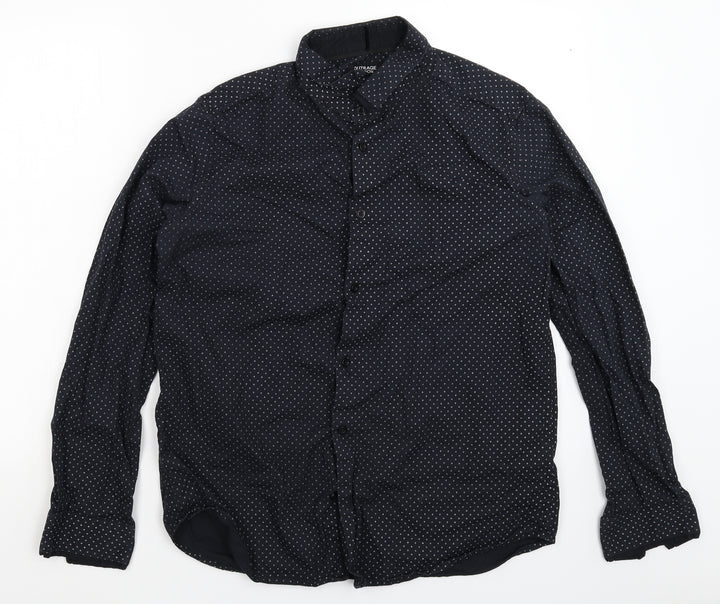 Outrage Mens Black Button-Up Size L