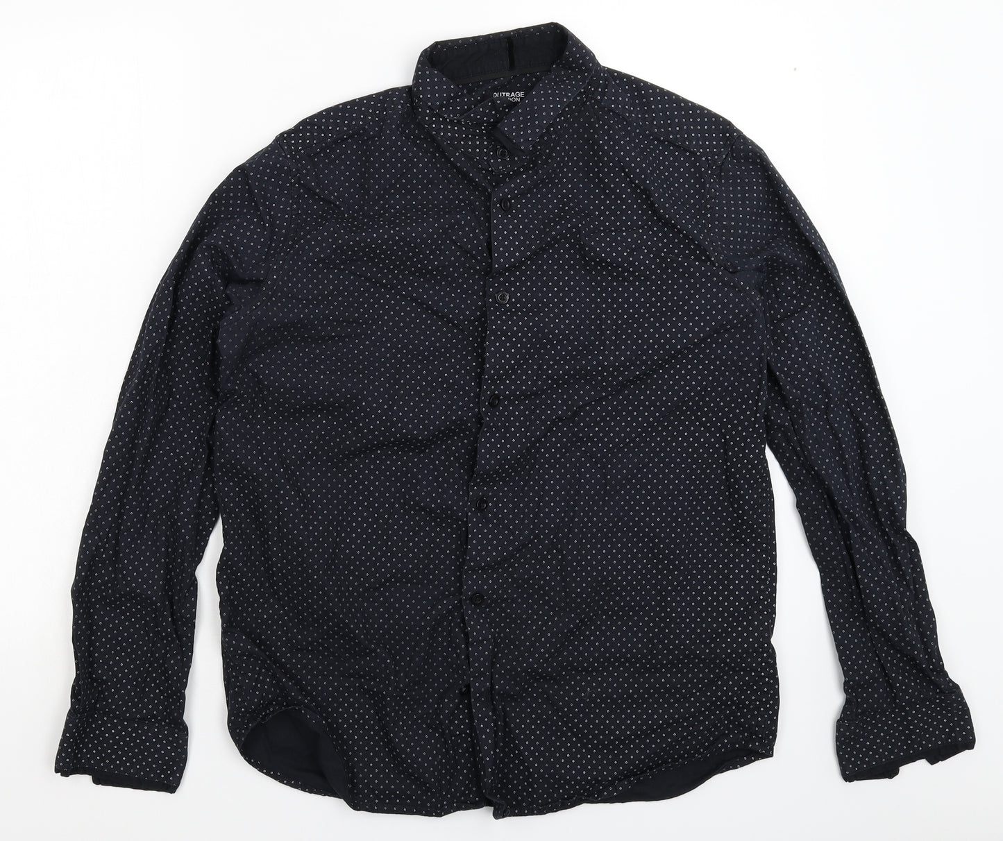 Outrage Mens Black    Button-Up Size L