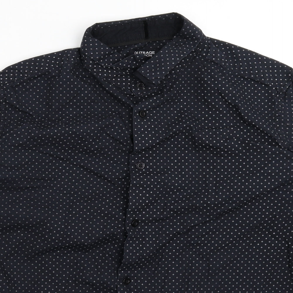 Outrage Mens Black    Button-Up Size L