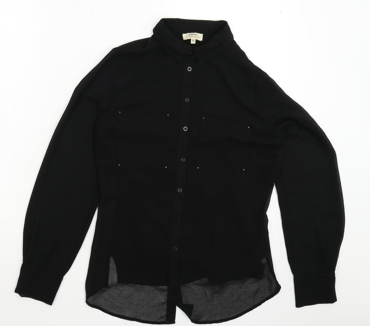 Papaya Womens Black Basic Button-Up Size 10