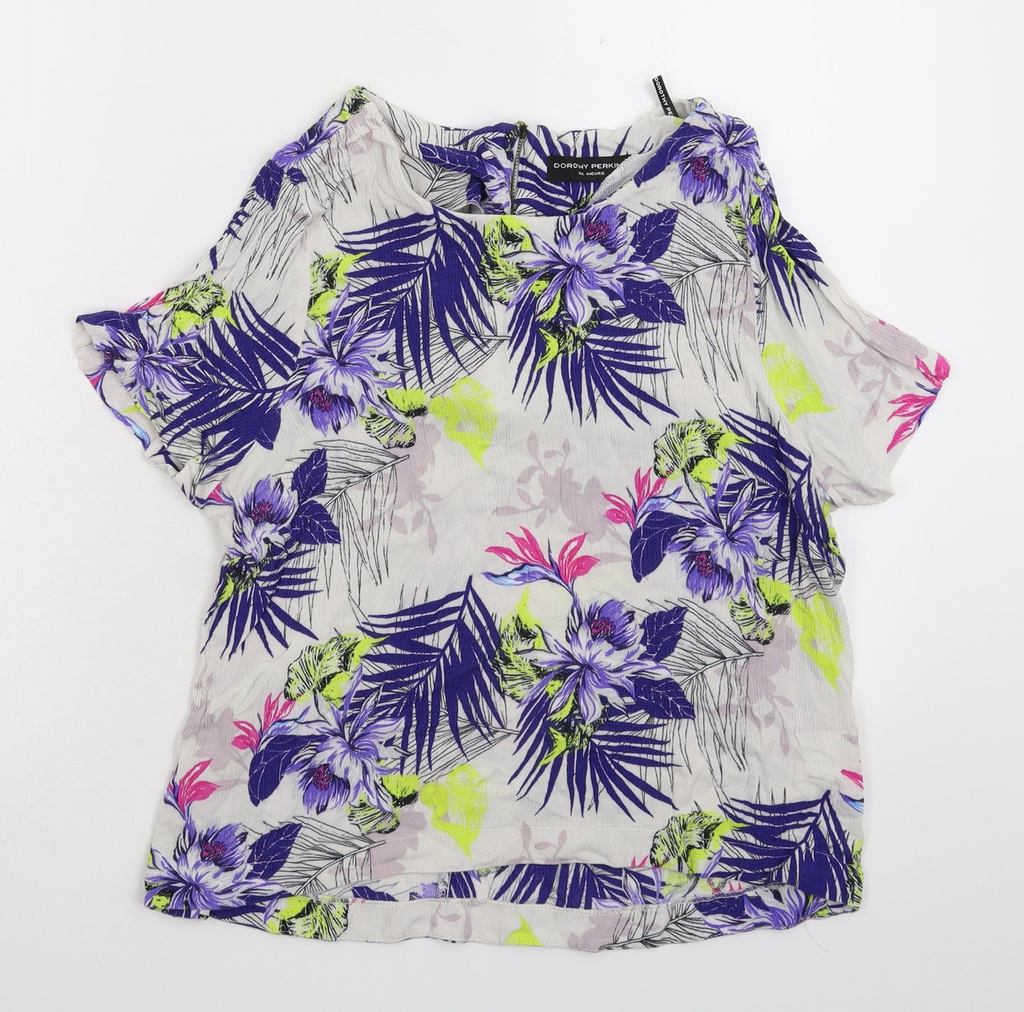 Dorothy Perkins Womens White Floral  Basic T-Shirt Size 16