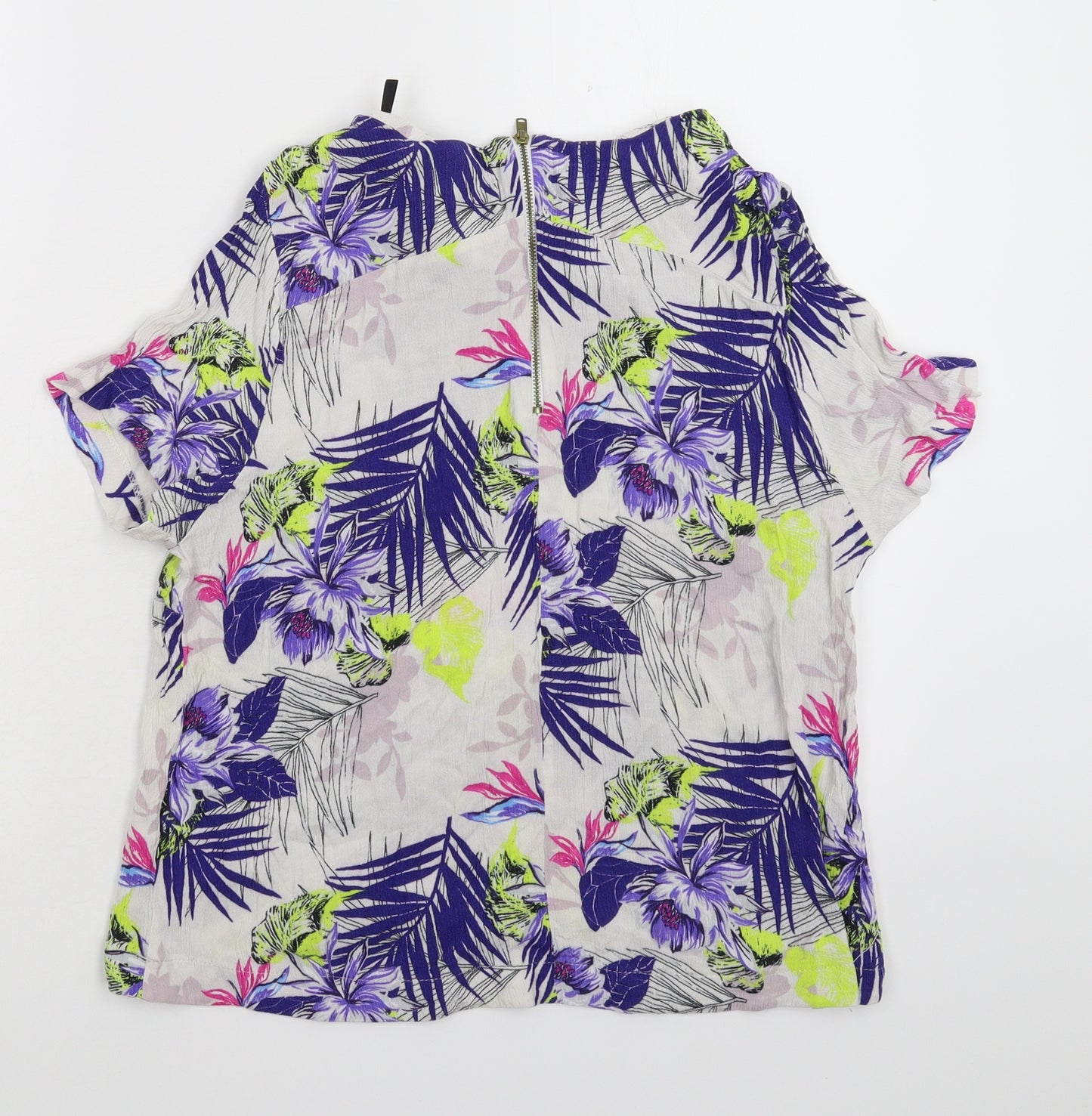Dorothy Perkins Womens White Floral  Basic T-Shirt Size 16