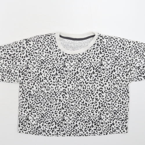 George Girls White Animal Print  Basic T-Shirt Size 11-12 Years