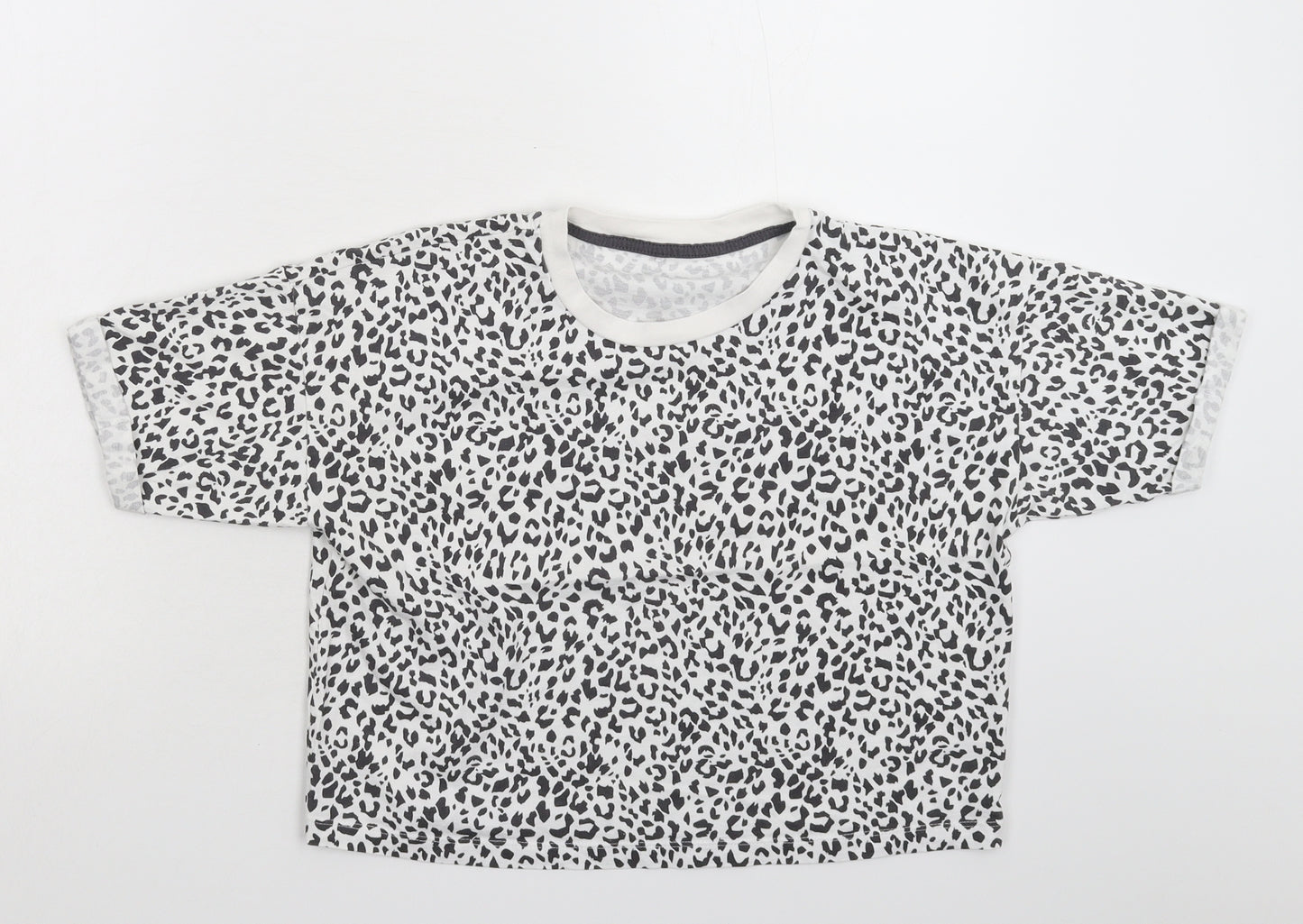 George Girls White Animal Print  Basic T-Shirt Size 11-12 Years