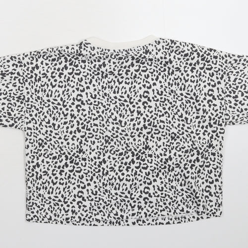 George Girls White Animal Print  Basic T-Shirt Size 11-12 Years