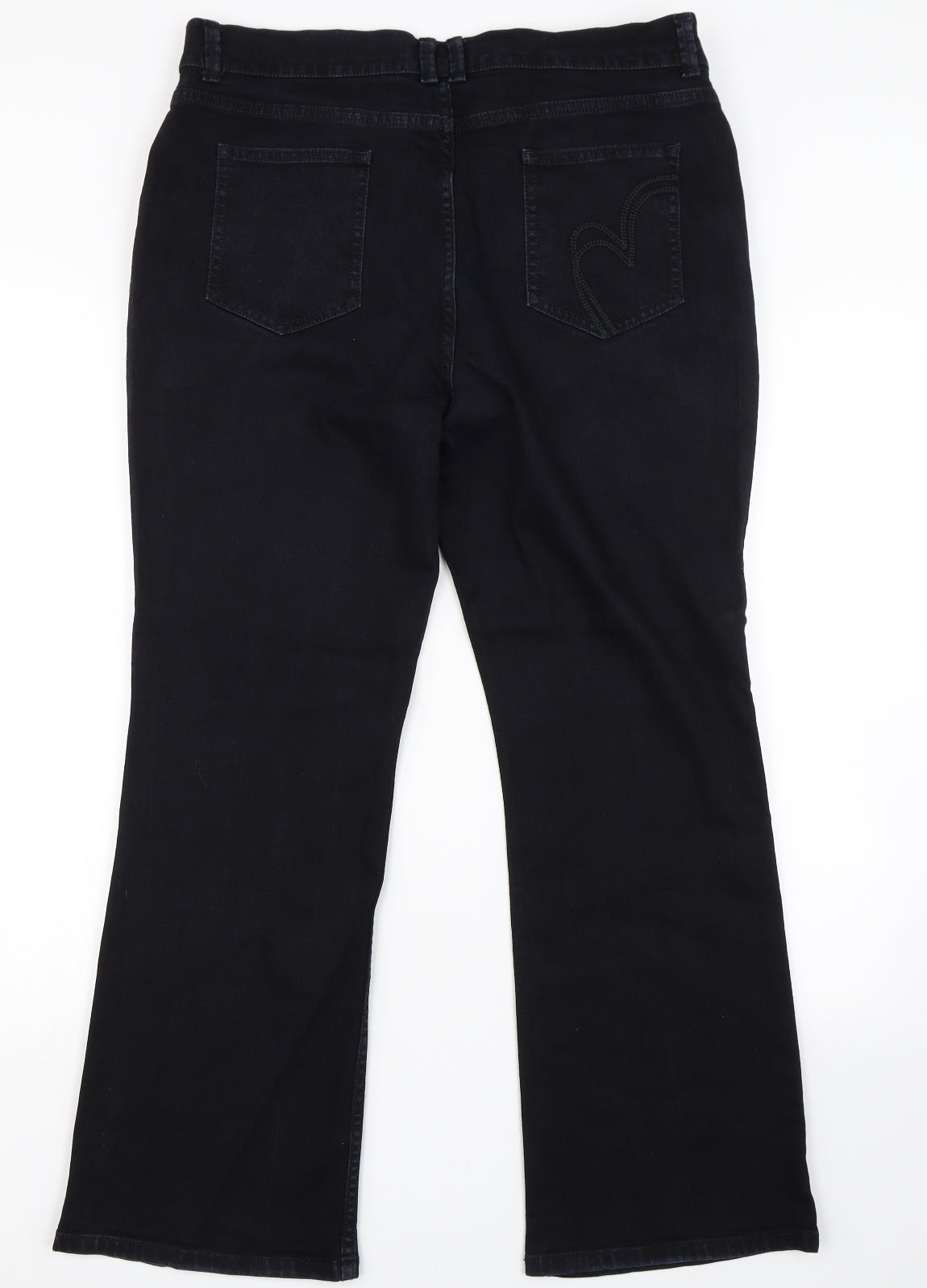 Per Una Womens Black  Denim Flared Jeans Size 16 L26 in
