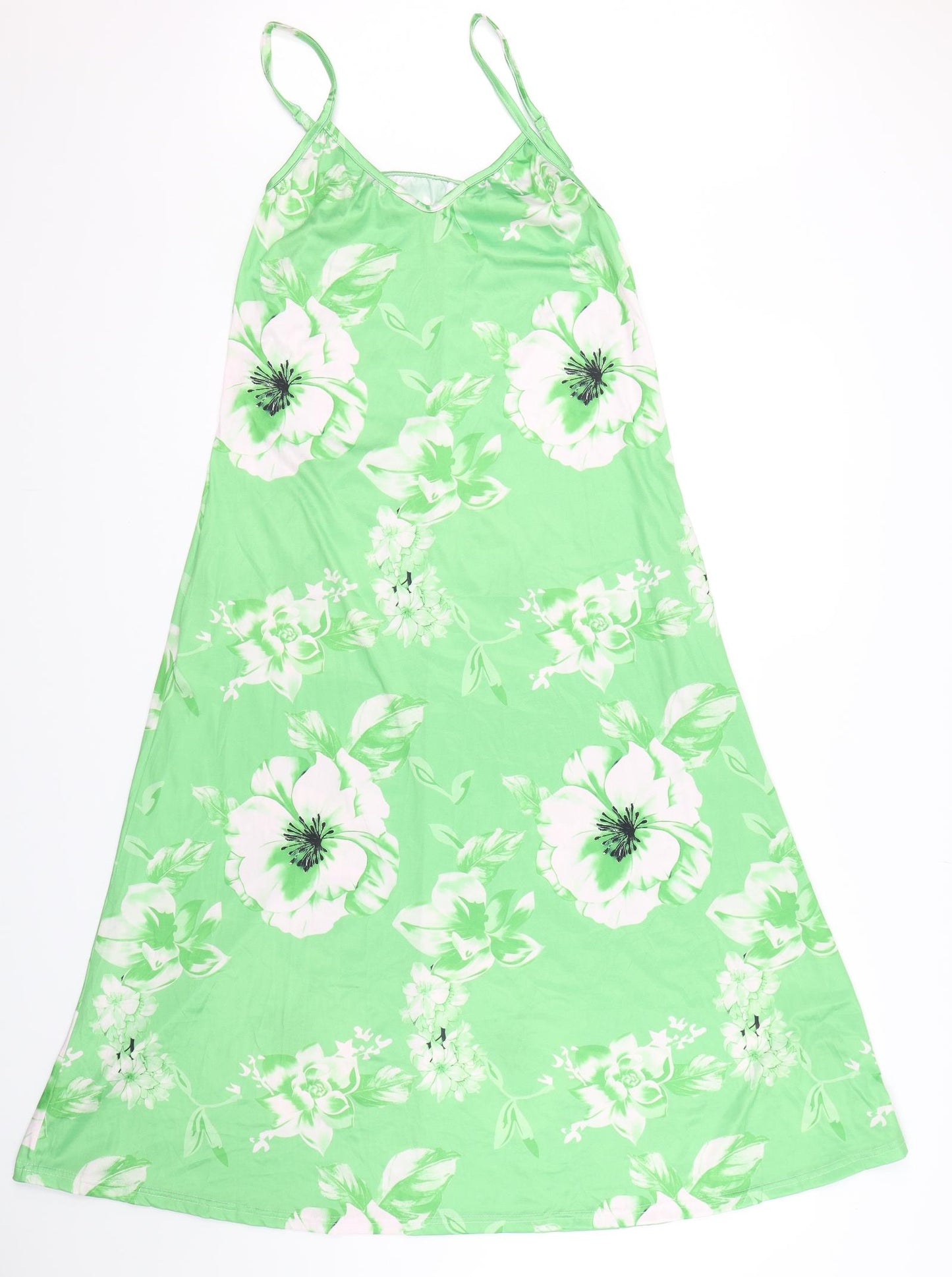 Preworn Womens Green Floral  Tank Dress  Size 16