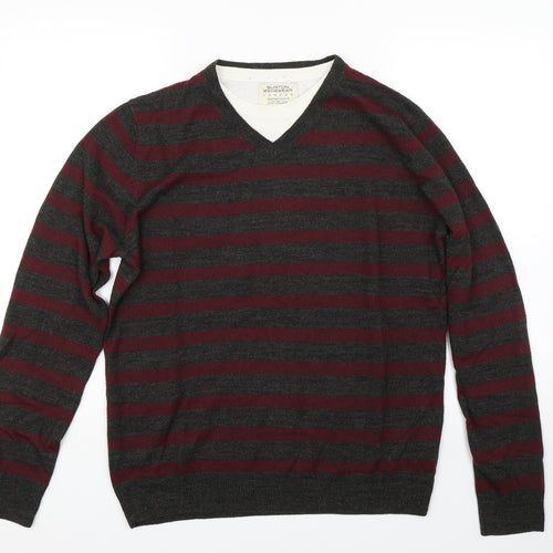 Burton Mens Red Striped  Pullover Jumper Size M