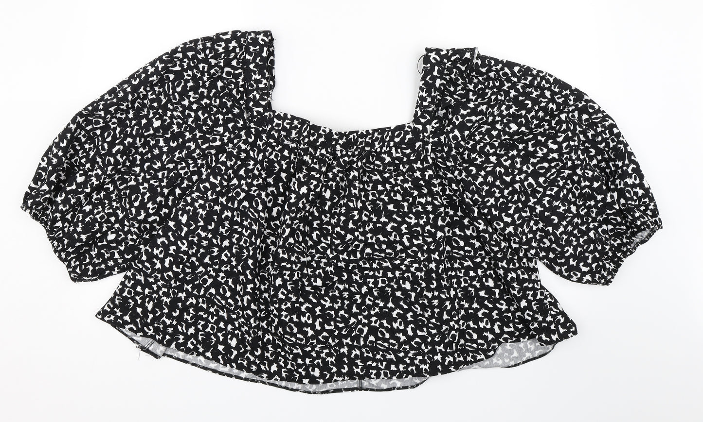 George Womens Black Floral  Cropped Blouse Size 22