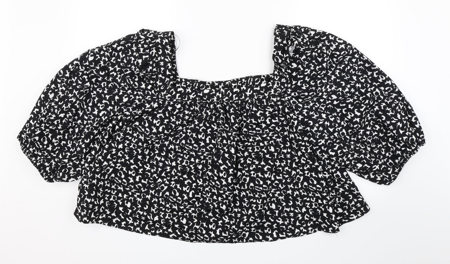 George Womens Black Floral  Cropped Blouse Size 22