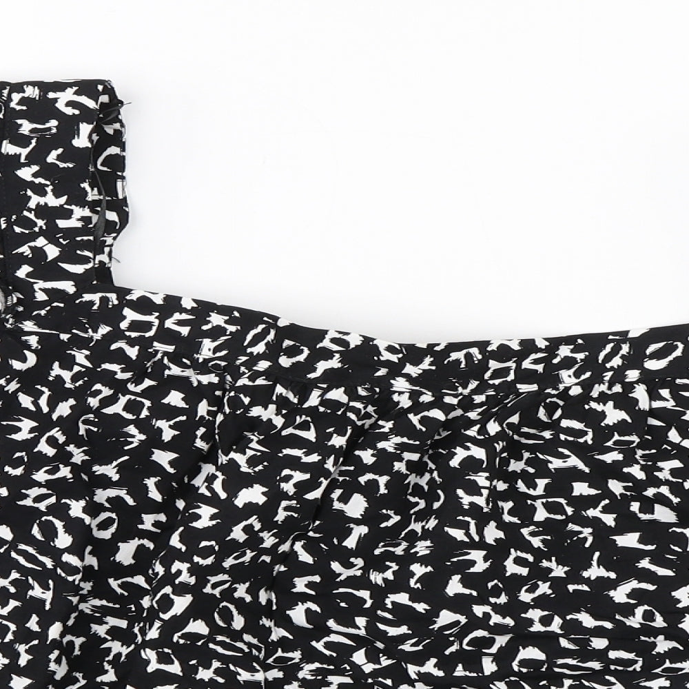 George Womens Black Floral  Cropped Blouse Size 22